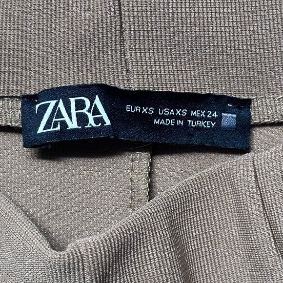Zara Pants Women XS Brown High Rise Slim Fit Dress Slit Hem Trousers - Picture 4 of 10